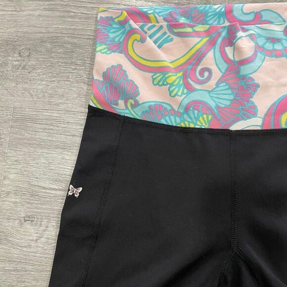 Lilly Pulitzer Vinyasa Fold Over Legging Pants Flare Black Women’s Small Yoga - Picture 13 of 14